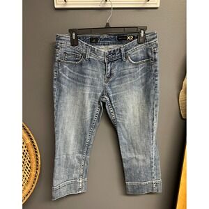 Vintage Y2K Express Jean Capri Size 6 Stella Low Rise Embroidered Lion Crest